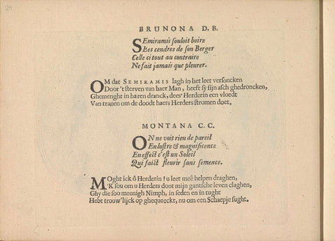 Quatrains at the performances of Brunona D.B. and Montana C.C., Crispijn van de Passe (II), 1640 Canvas Print