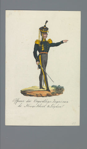 Officier der Vrijwillige Jagers van de Hooge school te Leyden, Albertus Verhoesen (attributed to), 1835 - 1850 Canvas Print