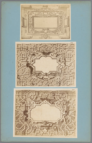 Three photo reproductions of prints of wall or ceiling decorations, anonymous, c. 1875 - c. 1900 Canvas Print