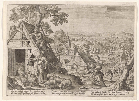 Petrus as a good shepherd, Johann Sadeler (I), 1560 - 1586 Canvas Print