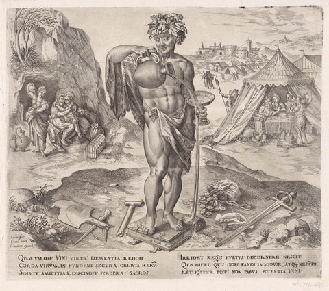 Power of wine, Johannes Wierix, 1559 - before 1579 Canvas Print