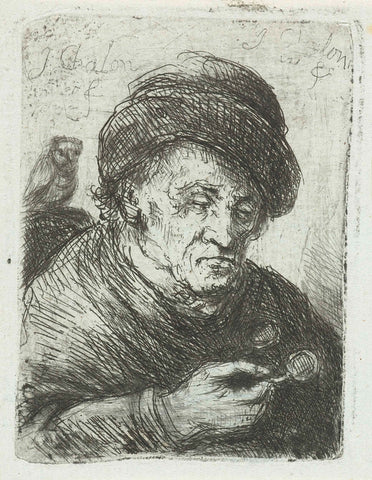 Old man with glasses and owl, Jan Chalon, c. 1748 - c. 1795 Canvas Print