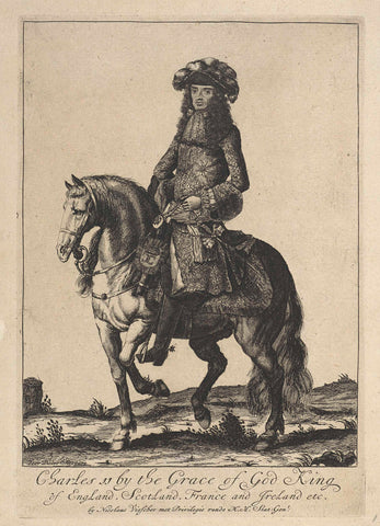 Equestrian portrait of King Charles II of England, Pieter Stevens (mentioned in 1689), 1660 - 1685 Canvas Print