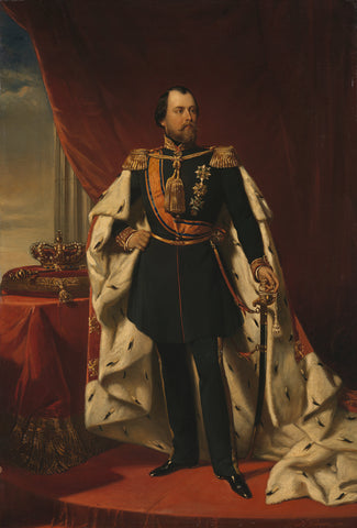 Portrait of William III, King of the Netherlands, Nicolaas Pieneman, 1856 Canvas Print