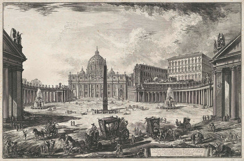 View of St. Peter's Square with St. Peter's Basilica in Vatican City, Giovanni Battista Piranesi, 1748 - 1778 Canvas Print