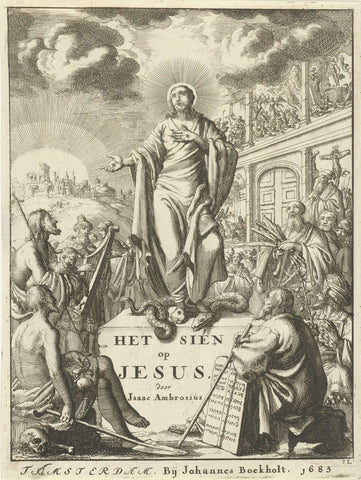 Christ surrounded by heroes of faith from the Old Covenant, Jan Luyken, 1683 Canvas Print