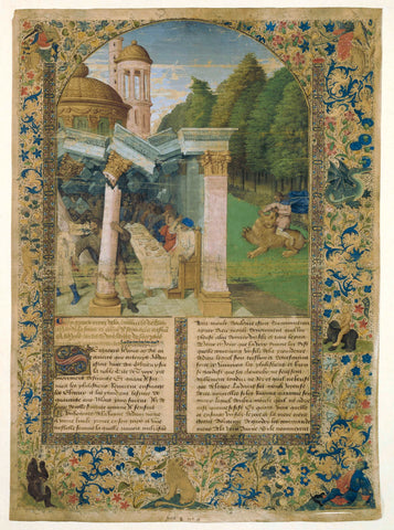 Fragment of a History Bible: two scenes from samson's life, anonymous, c. 1470 - c. 1475 Canvas Print