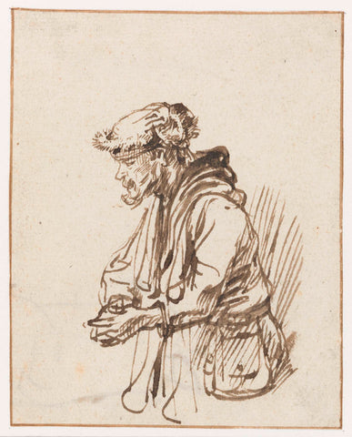 Staande man met tas van opzij, Willem Drost (attributed to), 1640 - 1660 Canvas Print