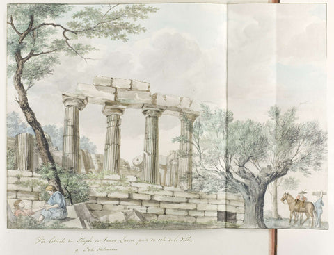 Side façade of temple of Juno Lucina, Louis Ducros, 1778 Canvas Print