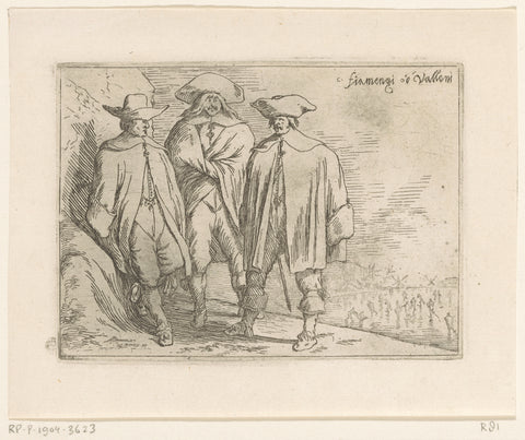 Three Dutchmen, an ice face in the background, Johann Wilhelm Baur, 1636 Canvas Print