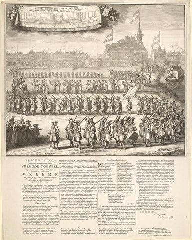 Procession of the citizens of the village of Jisp in celebration of the Peace of Rijswijk, 1697, Laurens Scherm, 1697 Canvas Print