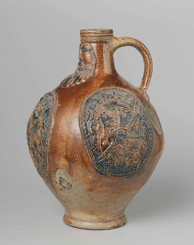 Jug (Bartmann jug) with a coat of arms, anonymous, c. 1603 - c. 1610 Canvas Print