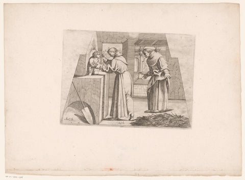 Saint Juan Diego saves a child from an oven, Simon Guillain (II), 1646 Canvas Print