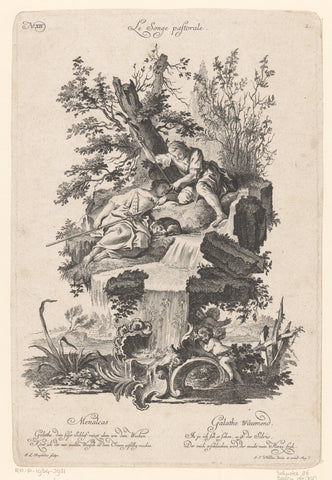 Menalcas en Galatea, Johann Georg Lorenz Rugendas (I), 1740 - 1778 Canvas Print