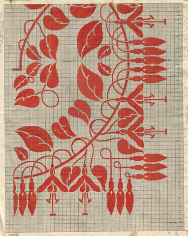 Pattern drawing for a damask tablecloth with design 