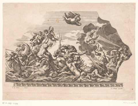 Neptune calms the storm caused by Aelous, Jean Lepautre, 1628 - 1682 Canvas Print