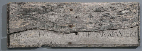 Wooden graveboard (upper part) of a cross from the Dutch whale processing station Smeerenburg near Spitsbergen, anonymous, 1725 Canvas Print