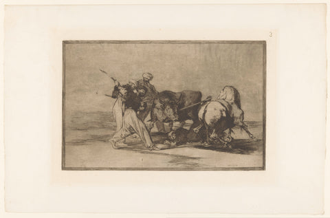 Four Men Chasing a Bull, Francisco de Goya, 1876 Canvas Print