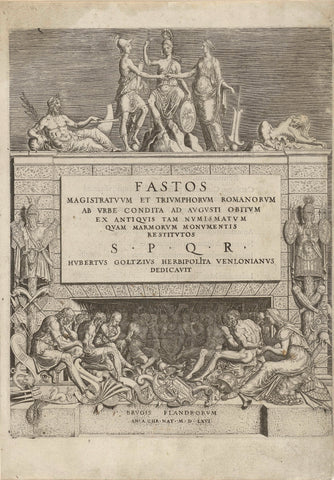 Title page for Fasti magistratuum et triumphorvum Romanorum, 1566, Hubert Goltzius, 1566 Canvas Print