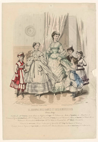 Le Journal des Dames et des Demoiselles, Edition Belge, ca. 1864, No. 886: Toilettes de Mme Delacroix (...), J. Bonnard, c. 1864 Canvas Print