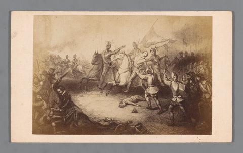 Photo reproduction of an engraving of The Battle of Heiligerlee in May 1568, anonymous, 1850 - 1900 Canvas Print