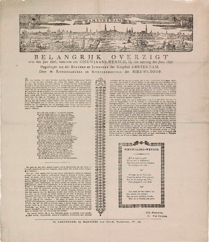 New Year's wish by the newspaper deliverers in Amsterdam, 1827, Hermanus Numan, 1827 Canvas Print