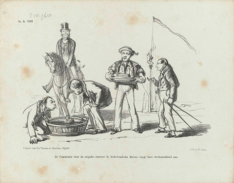 Cartoon on the survey of the Dutch Navy, 1862, Johan Michaël Schmidt Crans, 1862 Canvas Print