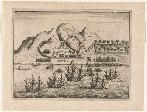 Landing at Annabon, 1598, anonymous, 1617 - 1619 Canvas Print