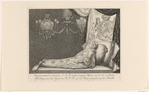 Corpse of Princess Anna of Hanover on the bed of pomp, Simon Fokke, 1759 - 1761 Canvas Print