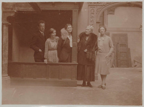 Five people pose in the courtyard in 1930, 1930 Canvas Print