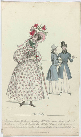 La Mode, 1831, Pl. 147, T.2 : Chapeau de paille-de-riz (...), Jean Denis Nargeot, 1831 Canvas Print