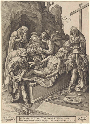 Entombment of Christ, Hieronymus Wierix, 1584 Canvas Print