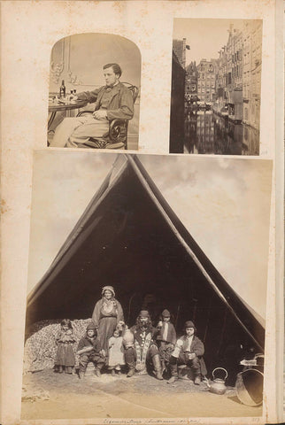 Portrait of a family of Hungarian tinkerers in front of their tent in Amsterdam, anonymous, 1879 Canvas Print