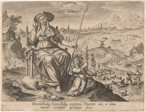 Humility produces peace, Jan Collaert (II) (attributed to), 1610 - 1676 Canvas Print