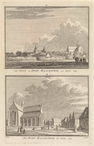 Two views of the village of Haamstede, Hendrik Spilman, 1754 Canvas Print