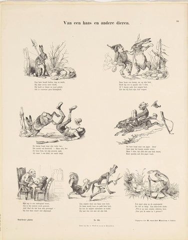 Van een haas en andere dieren, C. Reinhardt, c. 1820 - 1843 Canvas Print