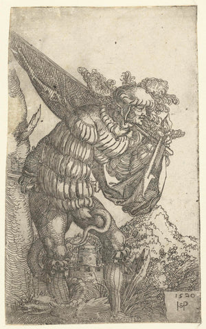 Standard bearer with a winged serpent, Hans Sebald Beham, 1520 Canvas Print