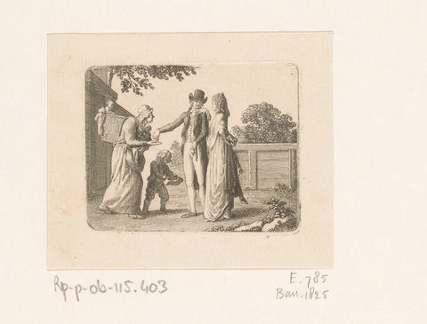 Emigrants ask on a handout, Daniel Nikolaus Chodowiecki, 1795 Canvas Print