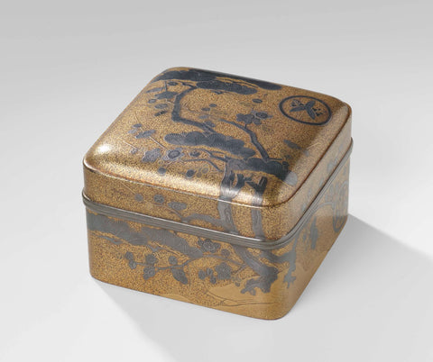 Incense box decorated with pine and plum trees, anonymous, c. 1700 - c. 1800 Canvas Print