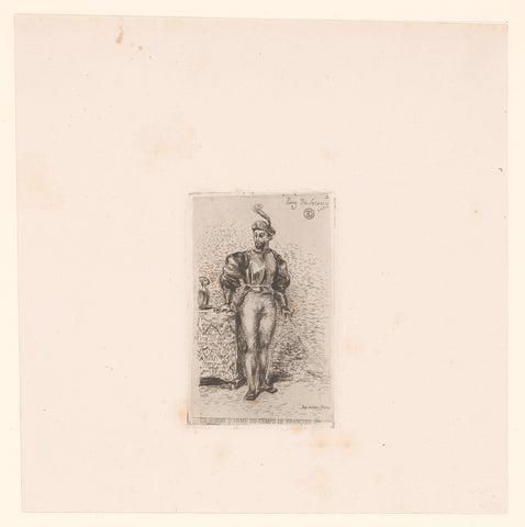 Soldier with sword, Eugène Delacroix, 1833 Canvas Print