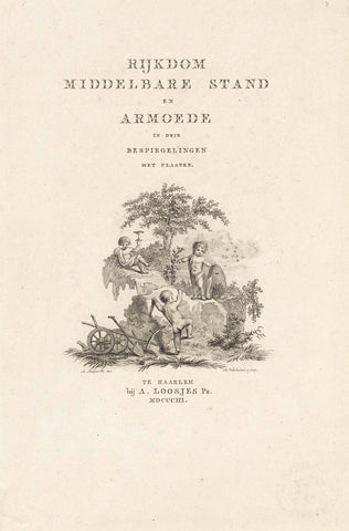 Title page for: Adriaan Pietersz. Loosjes 'Rijkdom, middelbare stand en armoede', 1803, Reinier Vinkeles (I), 1803 Canvas Print