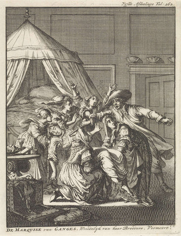 Diane de Joannis de Chateaublanc murdered by her brothers-in-law, 1667, Jan Luyken, 1698 Canvas Print