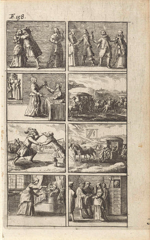 Story with depictions of murder and death penalty (F. 158.), Abraham Dircksz. Santvoort, 1667 Canvas Print