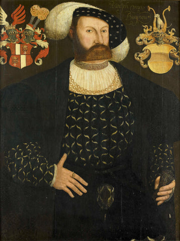 Presumably Posthumous Portrait of Rudolph van Buynou (d 1542), High Bailiff of Stavoren and 'Grietman'of Gaasterland, Adriaen van Cronenburg (attributed to), 1553 Canvas Print