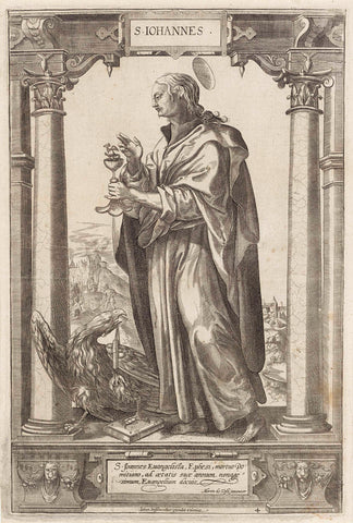 H. Johannes de Evangelist, Hieronymus Wierix, 1580 - 1613 Canvas Print