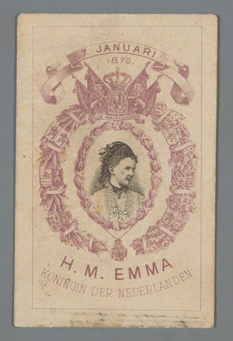 Portrait of Emma of Waldeck-Pyrmont on the occasion of her marriage to King William III in 1879, anonymous, 1879 Canvas Print