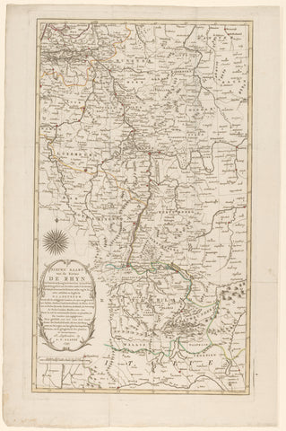 Map of the Rhine basin from Switzerland to Holland, 1797, Cornelis van Baarsel, 1797 Canvas Print