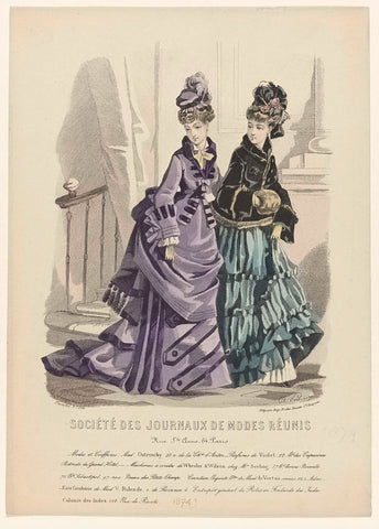 Société des journals de modes réunis, ca. 1874, No. 154: Modes et Coiffures (...), A. Portier, c. 1874 Canvas Print