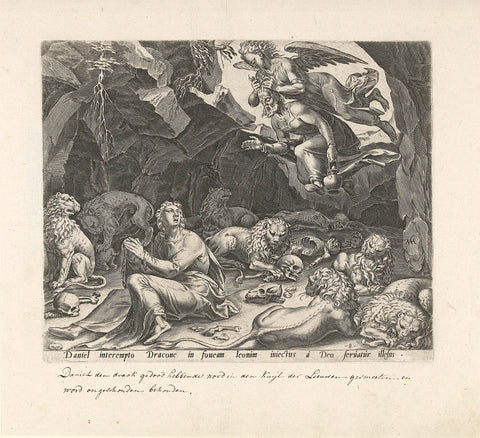 Daniël in de leeuwenkuil, Philips Galle, 1565 - 1678 Canvas Print