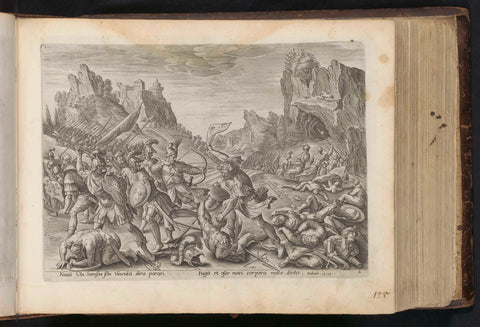 Simson defeats the Philistines with a donkey's jaw, Antonie Wierix (II), 1646 Canvas Print